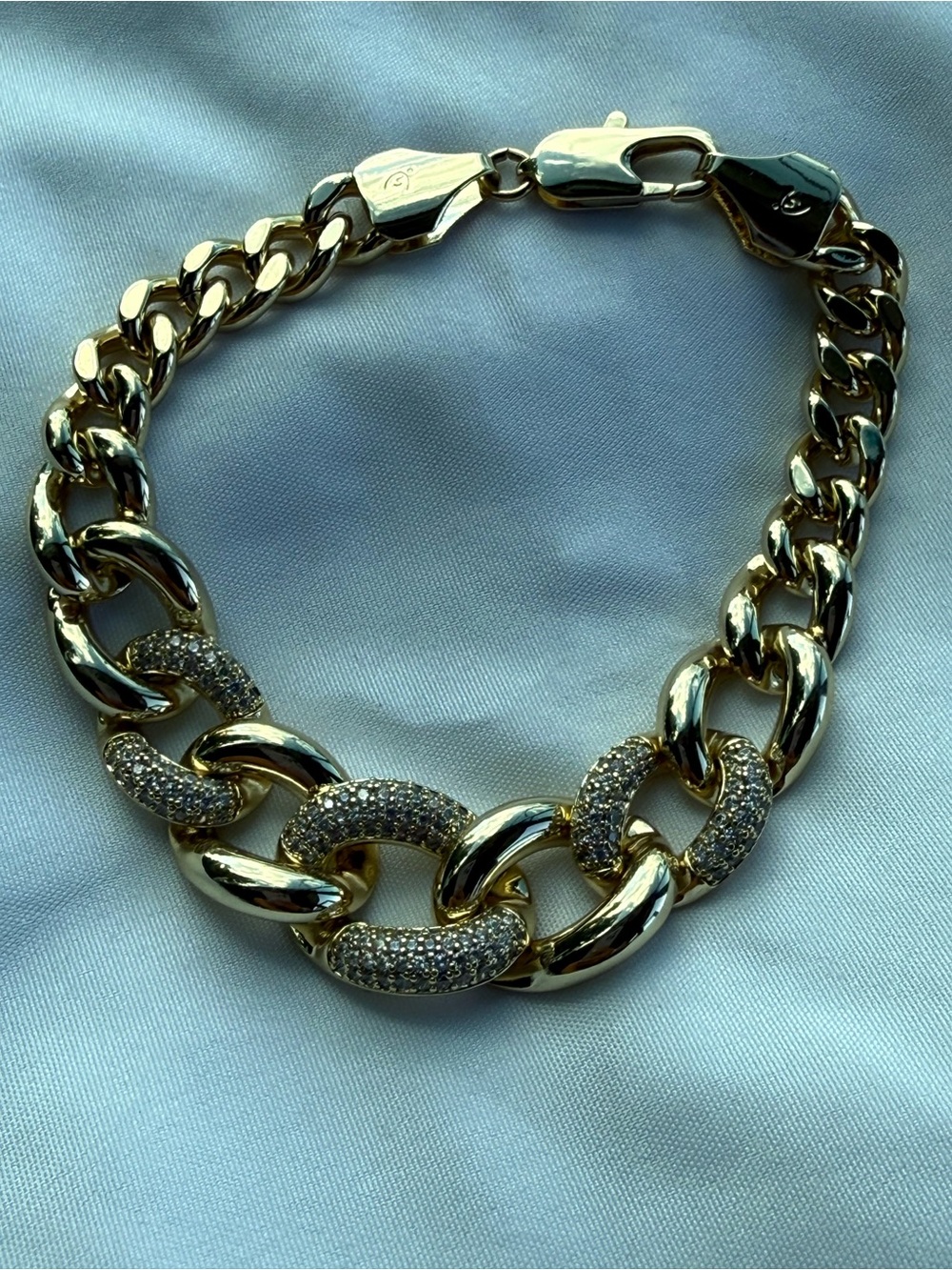 Gold platedPavé Cuban Link Bracelet - with cubic zirconia Women's Jewelry
